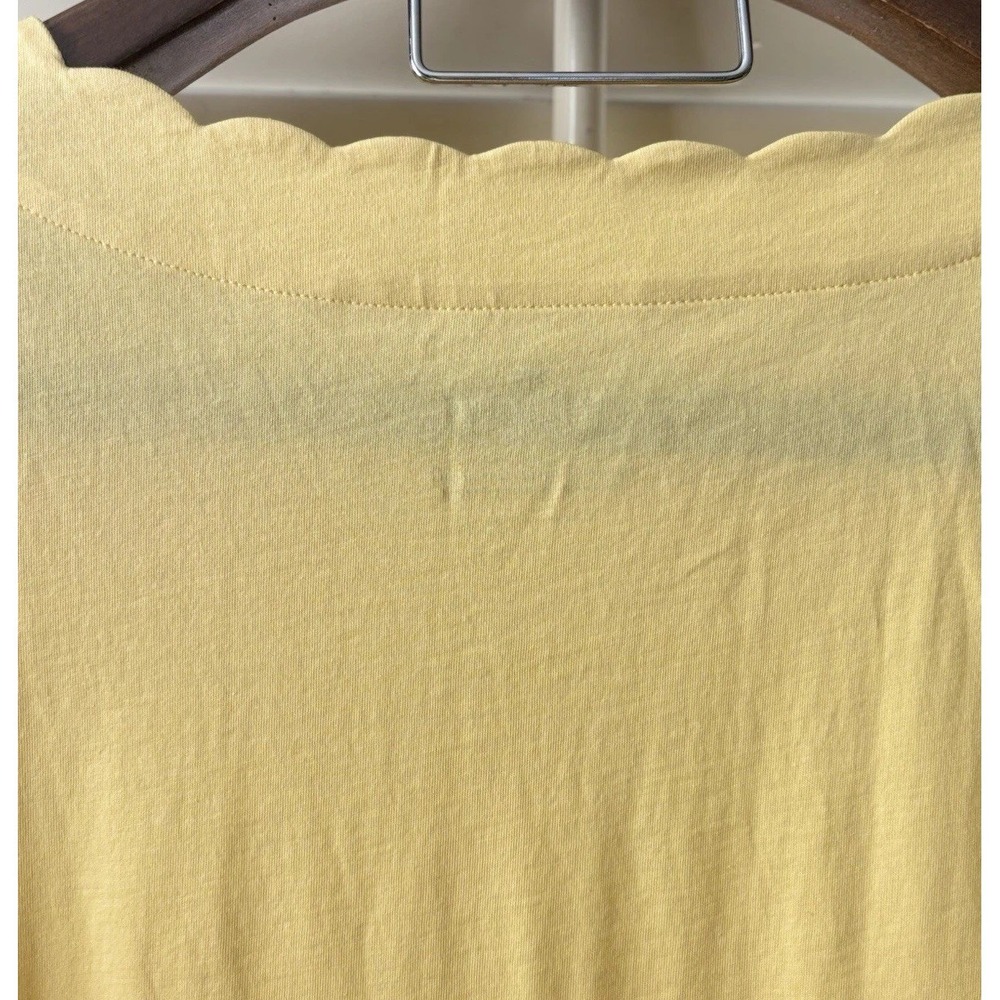 Talbots Size 1X Yellow Scallop Neck Pima Cotton Women Blouse Top Short Sleeve - Picture 7 of 9
